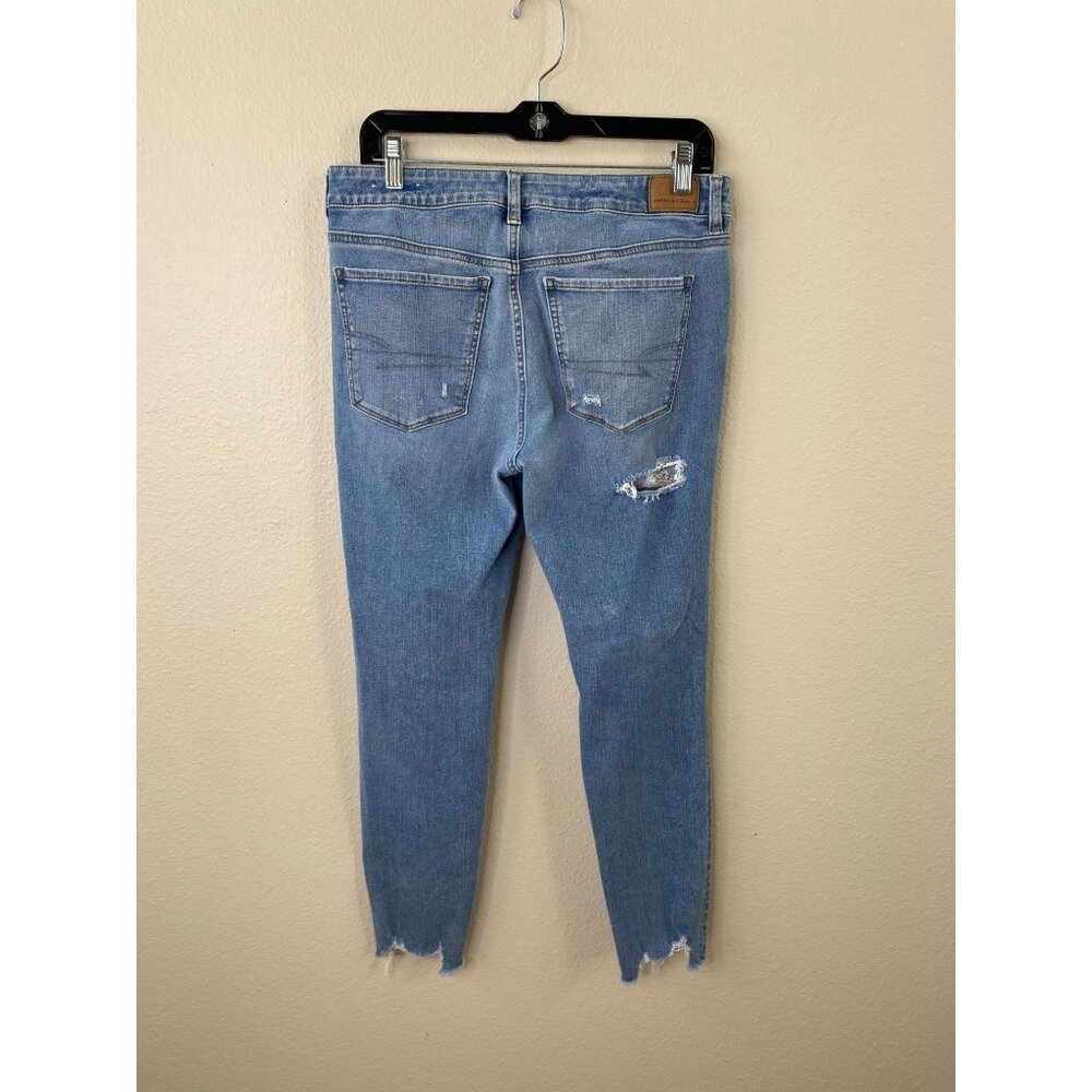 American Eagle Womens The Dream Jean Distressed High-Rise Skinny Jeans 12R - Picture 2 of 8